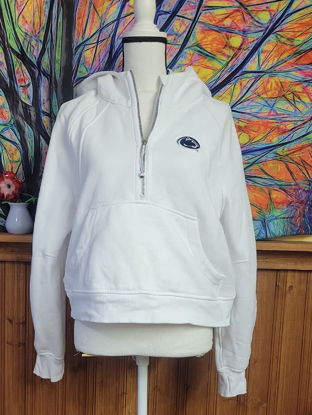 White Half-Zip Hoodie Sweatshirt - Women's Lululemon Woman Med/large